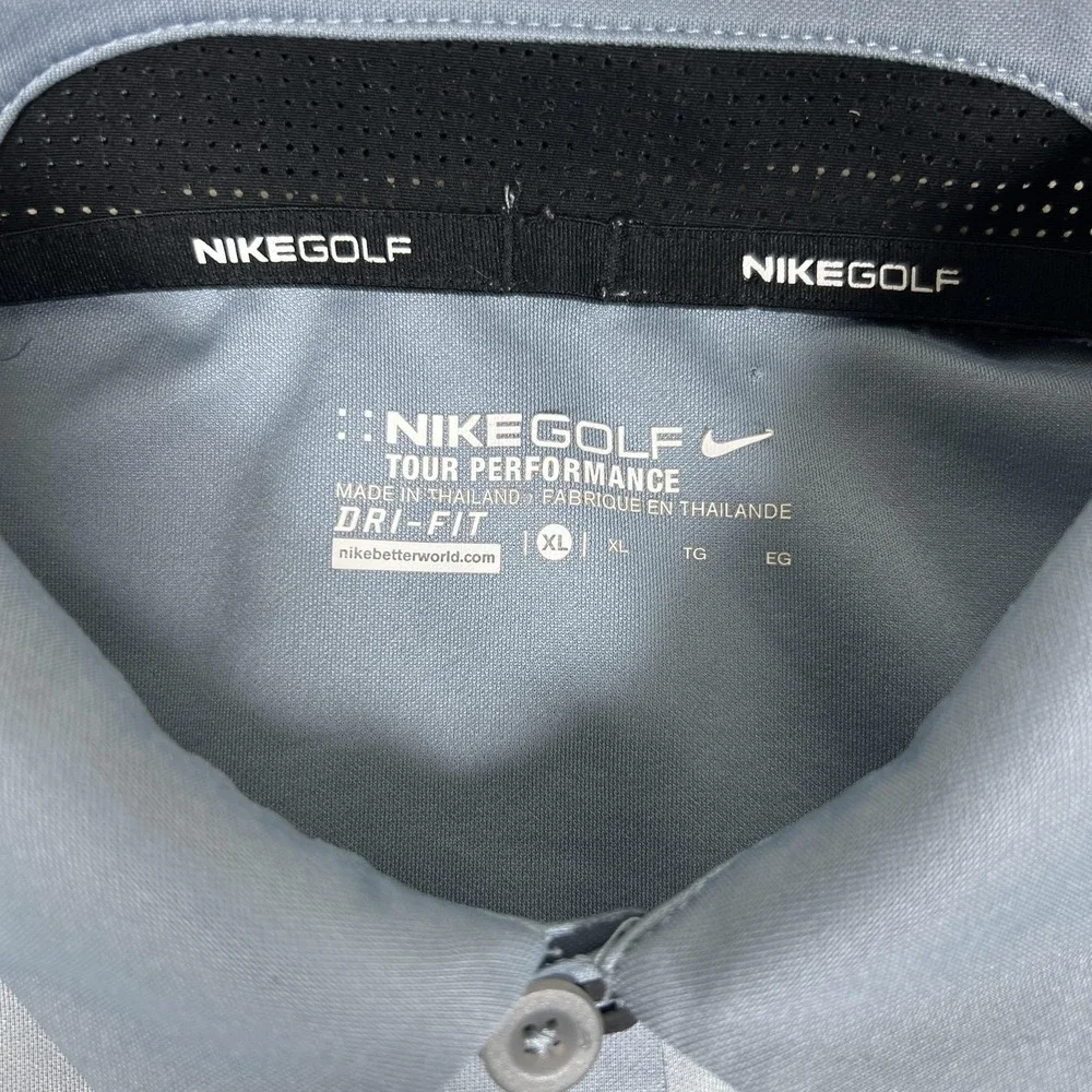 Nike Golf Polo‎ Shirt Mens XL Gray Yellow Tour Performance Dri-Fit Athletic